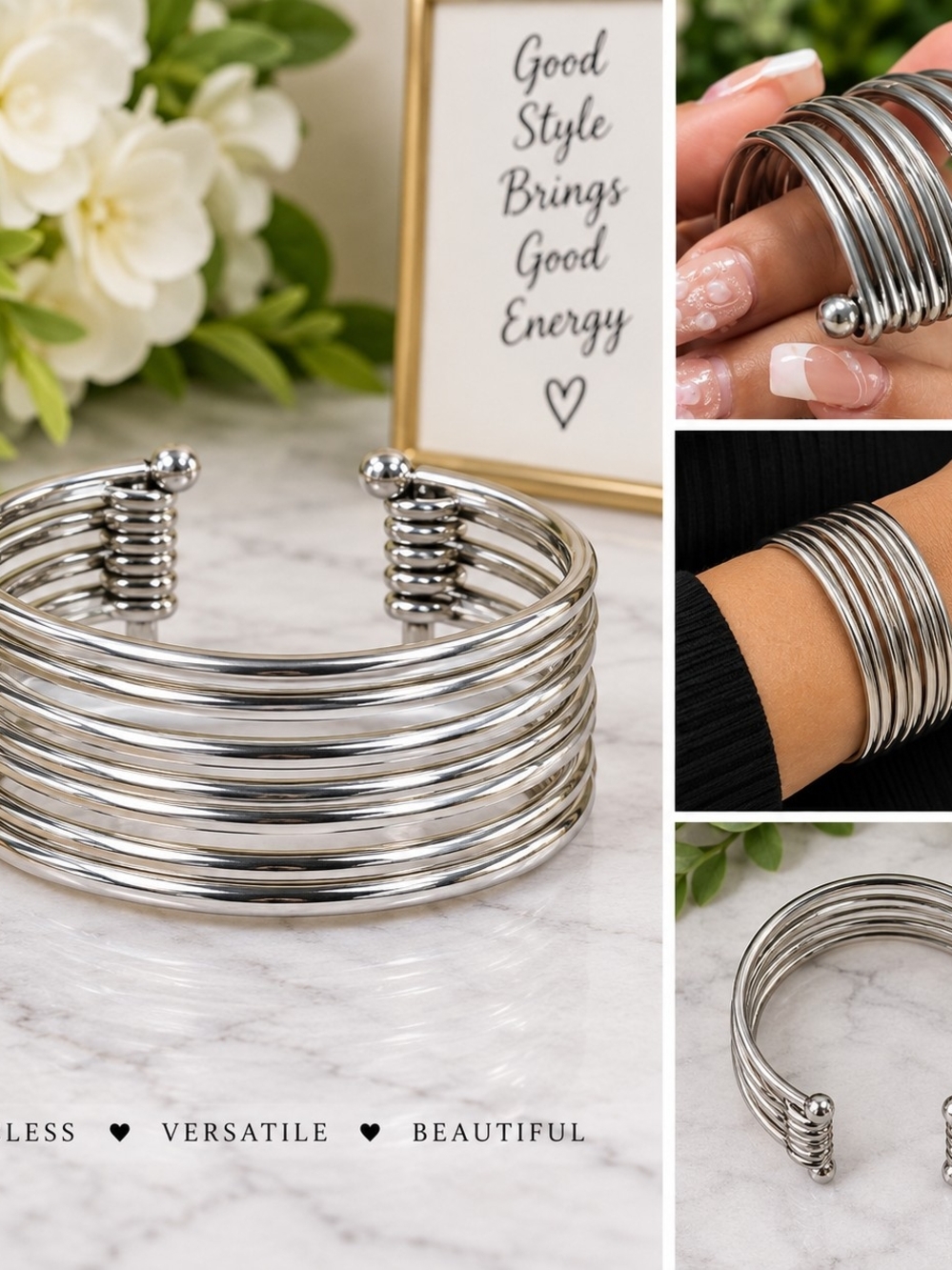 Silver-Tone Multi-Strand Cuff Bracelet – NEW